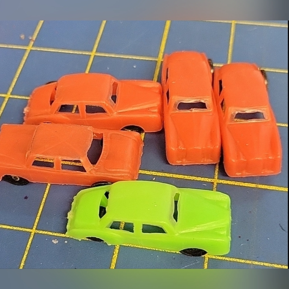 1970s Vintage Red Green Toy Cars Set of 5